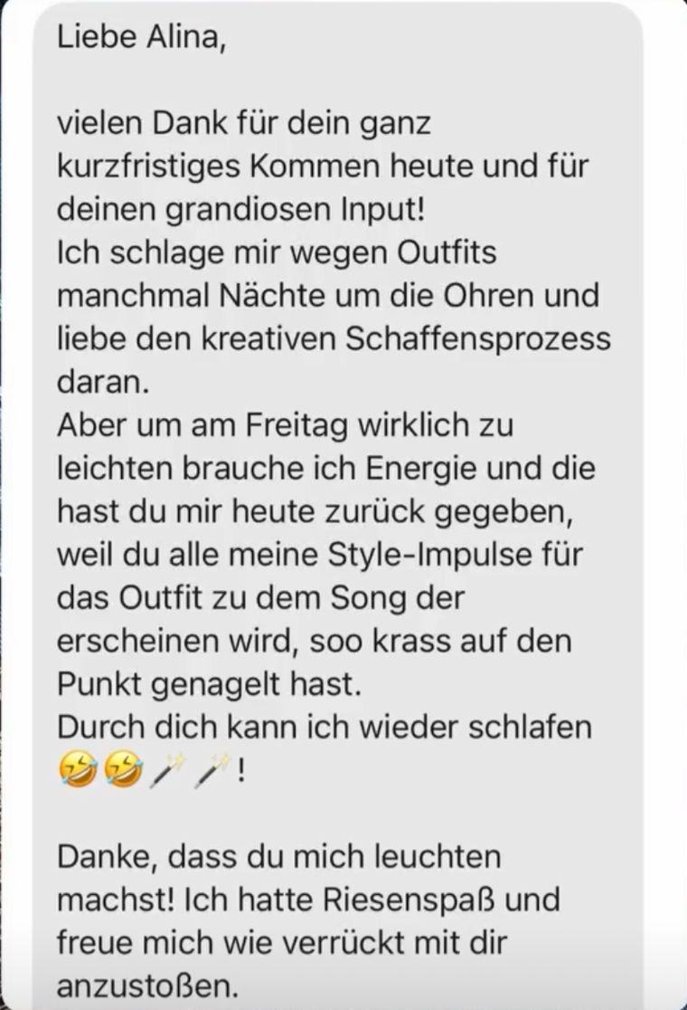 Screenshot einer Nachricht einer Kundin