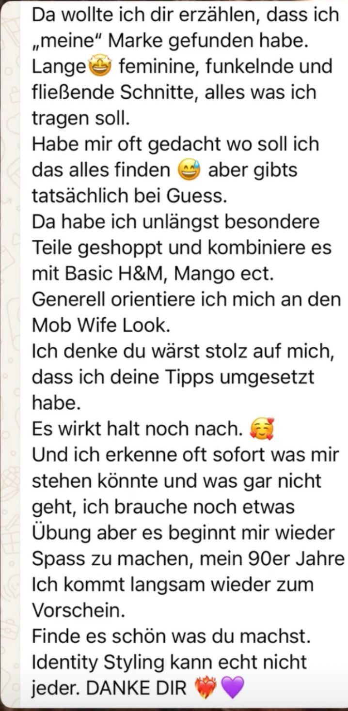 Screenshot einer Nachricht einer Kundin
