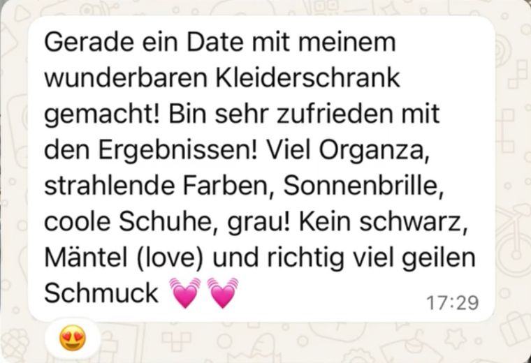 Screenshot einer Nachricht einer Kundin