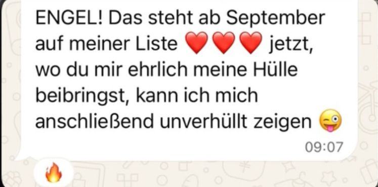Screenshot einer Nachricht einer Kundin