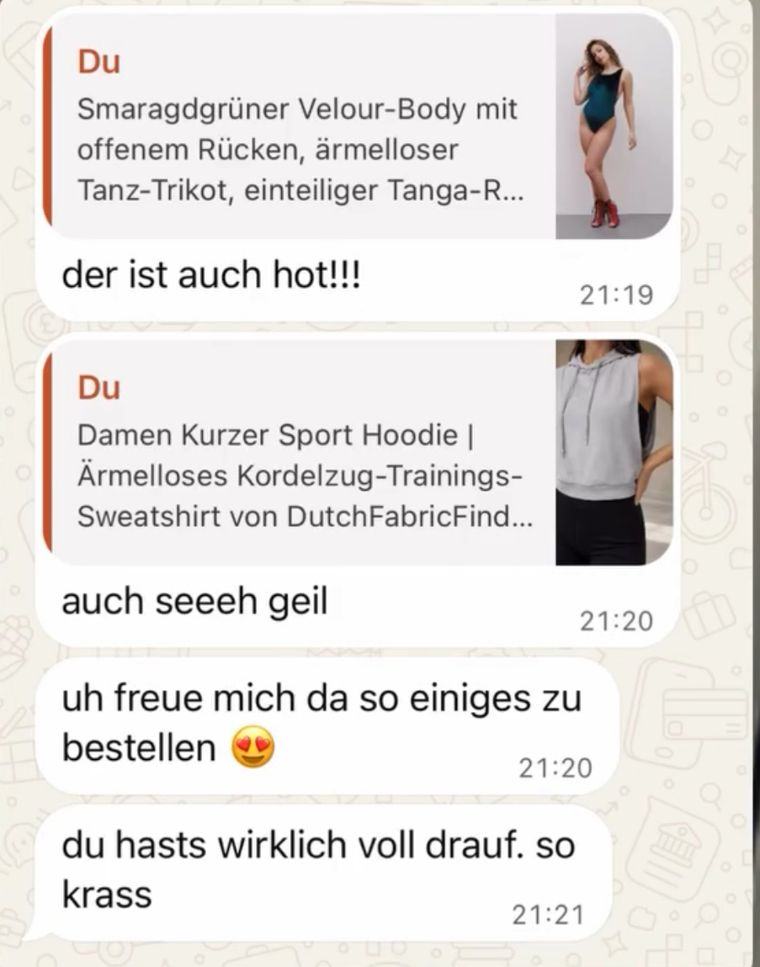 Screenshot einer Nachricht einer Kundin