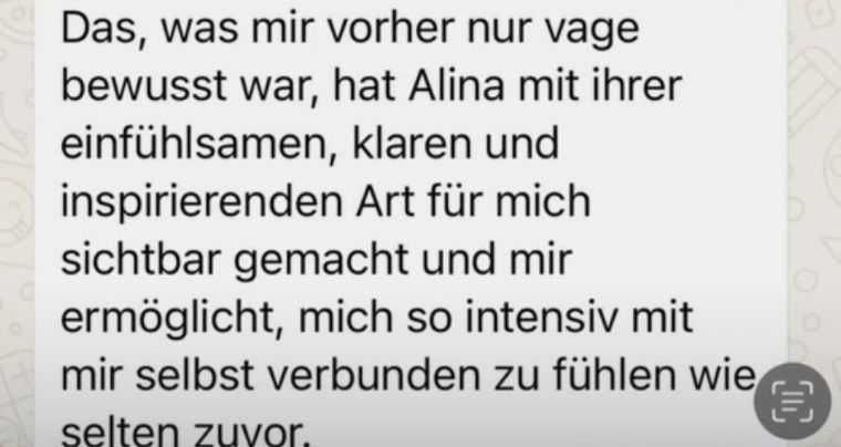 Screenshot einer Nachricht einer Kundin
